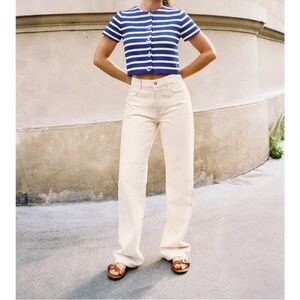 Women's Cream Jeans high waisted